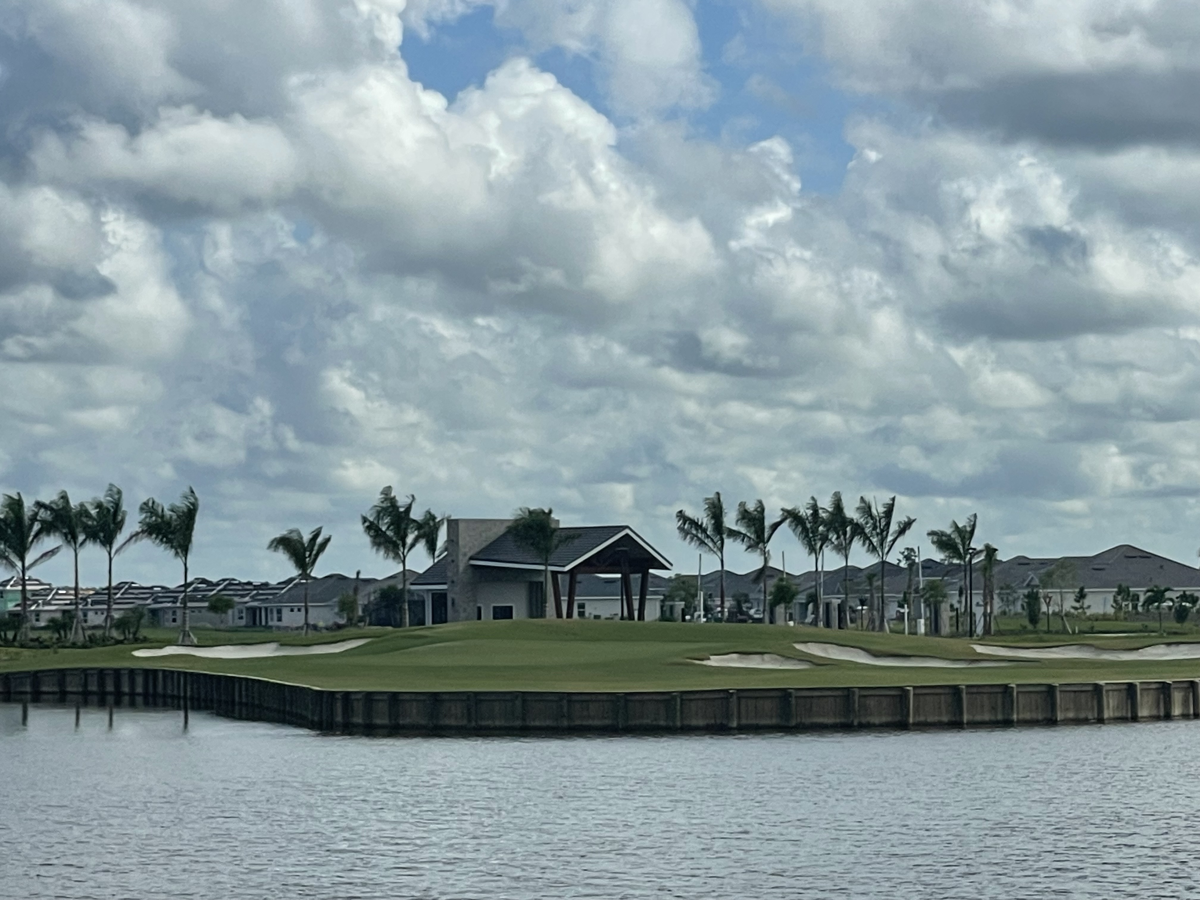 Golf club overlooking the pond